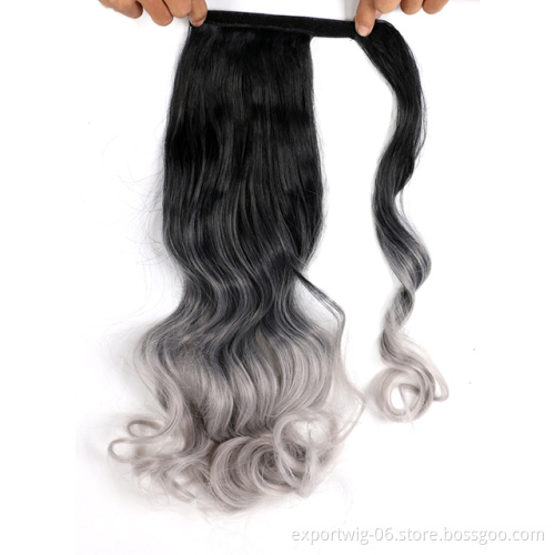 Wholesale Synthetic Wave Ponytail Crochet Hair Extension Synthetic Hair Pieces Attachment Hair for Braids